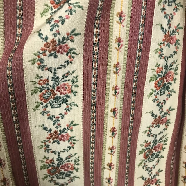 CURTAIN, Pair Rust Pink Regency Floral Stripe